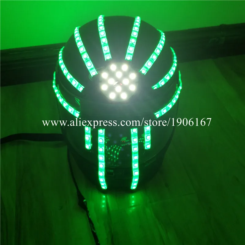 RGB Color LED Helmet Monster Mask Luminous Hat Dance Clothes DJ Helmet For Performances LED Robot Helmet Performance Party Show