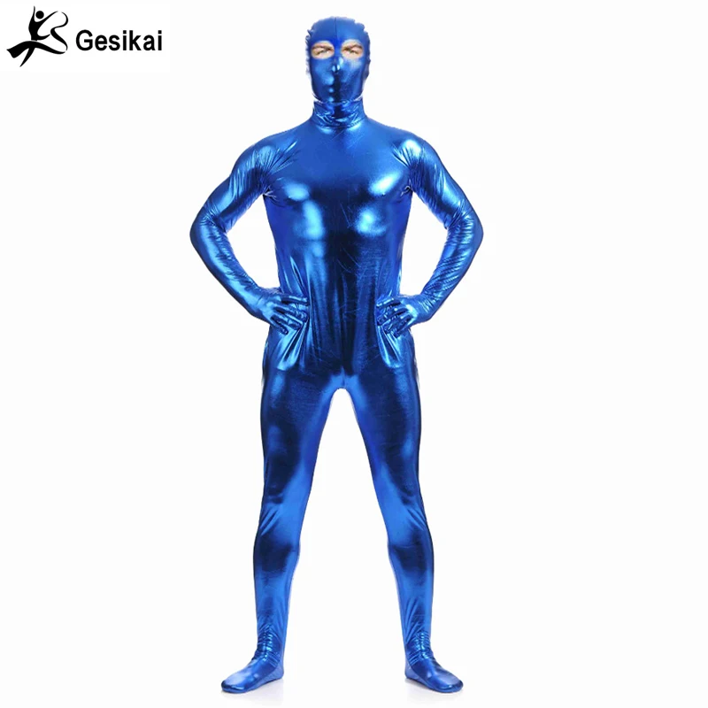 Metallic Costumes  Open Eyes Catsuit Sexy Unisex Zentai Full Body Jumpsuit Halloween Party Dress One-piece Plus Size 3XL