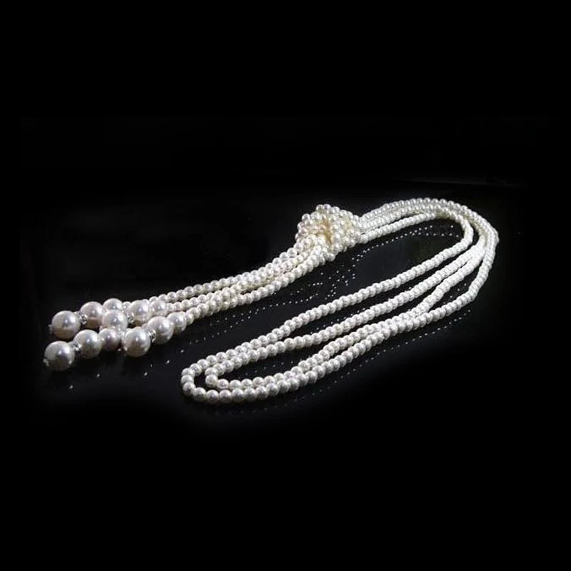 New Fashion Long Beads Chain Pearl Necklace For Women\'s On The Neck Statement Collier Female Jewelry Gift