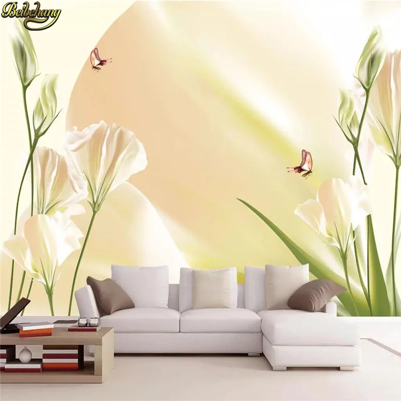 

beibehang Custom wallpaper 3d mural tulip butterfly dream flower European TV background wall papers home decor papel de parede