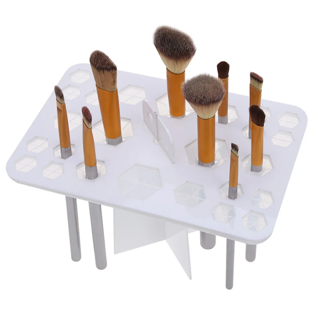 Dropshipping 26 Holes Acrylic Makeup Brushes Holder Stand Foldable Organizing Rack Cosmetic Brush Drying Holders SMJ