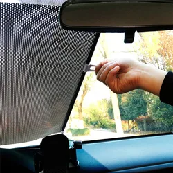 Car Curtain Windshield Sunshade Auto Retractable Sun Block Roller Blind PVC Curtain Car Sun Visor Front Windshield Sun Shade