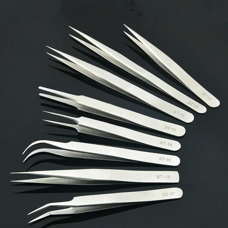 1pcs New Industriale In Acciaio Inox Anti-statica Pinzette orologiaio Strumenti di Riparazione di Qualità Eccellente