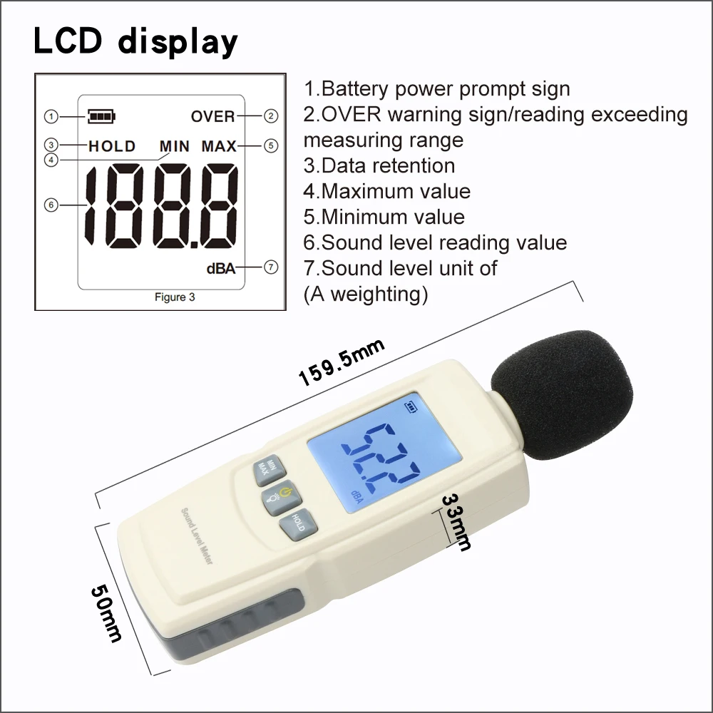 RZ Sound Level Meters Digital Sound Level Meter Sonometros Noise Audio Leve Meter 30-130dB Decibels Tester GM1352 Sound Meter