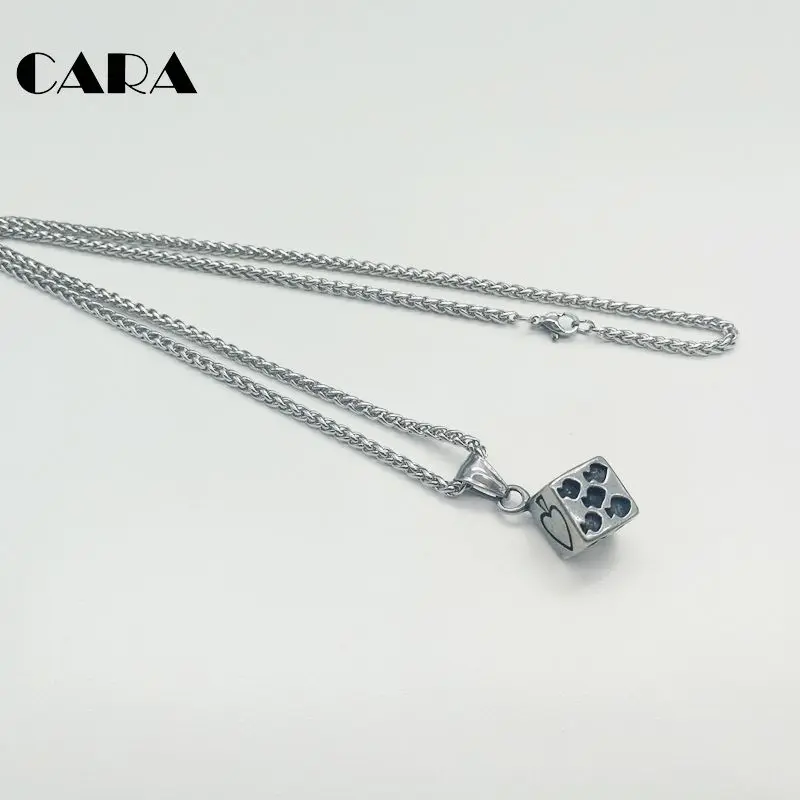 New arrival mens personal Spade dice pendant necklace Antique silver color 316L Stainless steel dice necklace CARA0520