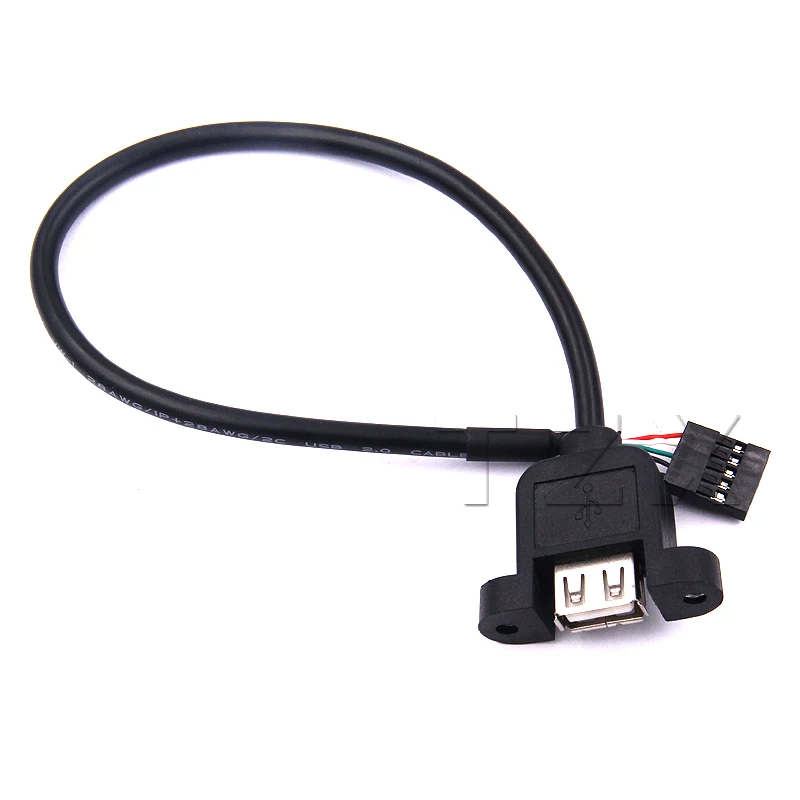 1pcs Newest Connector 2.54mm 5pins female to USB A 2.0 female extension cable panel mount screw ear holes 35cm cord Baffle line