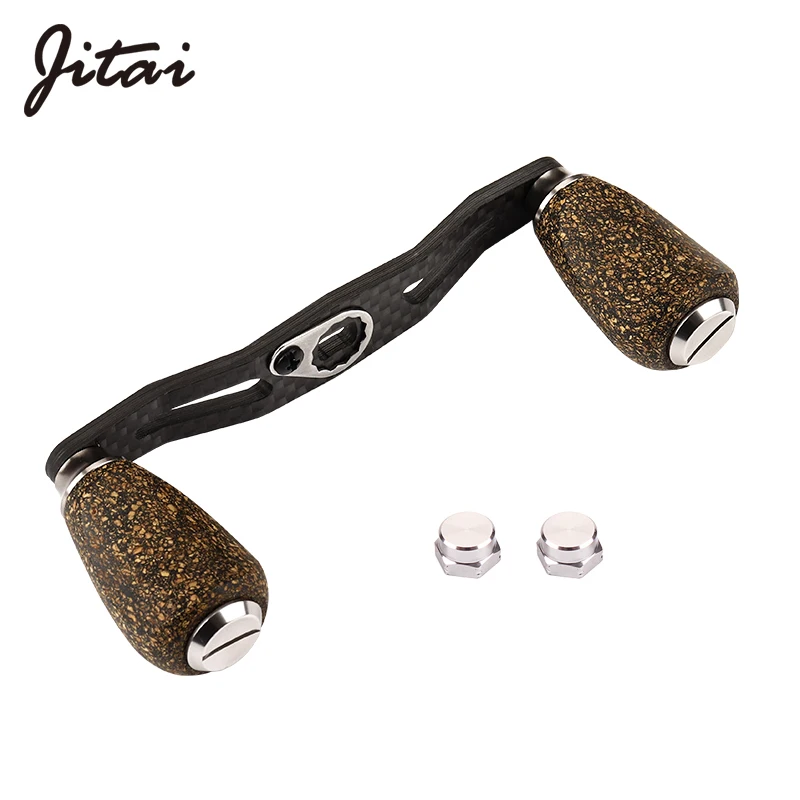 Jitai 8*5ミリメートルホール炭素繊維釣りリールハンドルbaitcasting/スピニングホイール耐久性のある木材ノブ釣りアクセサリーロッカー