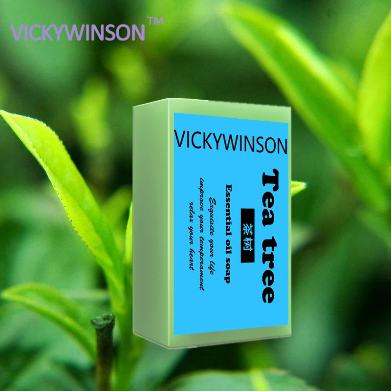 VICKYWINSON – savon à l'huile essentielle d'arbre à thé, fait à la main, anti-rides, savon de bain, traitement contre le froid pour éliminer l'accumulation de saleté d'huile, 50g XZ2