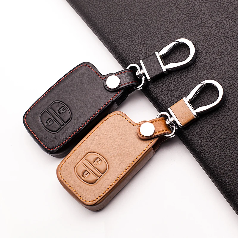 Fob Key Leather Car Key Holder Case Cover for TOYOTA Camry Highlander Crown Prado Land Cruiser Hilux Prius car key cover shell