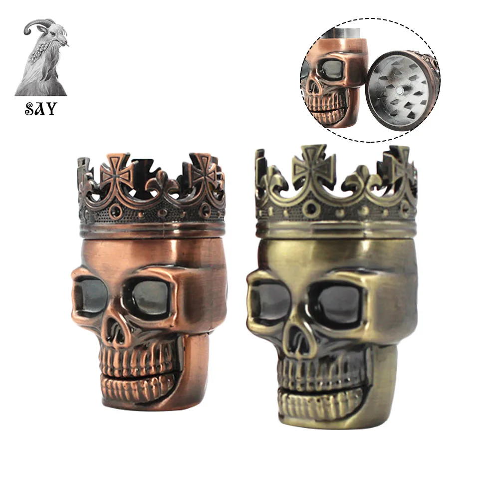 

SY Best Selling Three-Layer Metal Crown Tobacco Grinder Plastic King Skull Bong Tobacco Grinder Smoking Tools