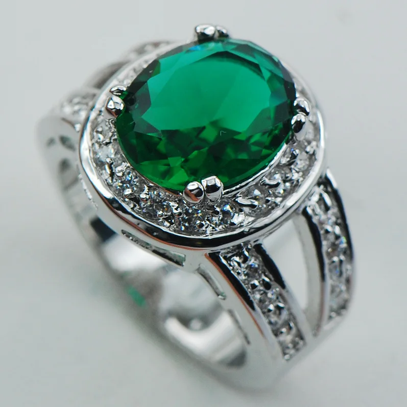 

Simulated Emerald Fashion 925 Sterling Silver Ring Size 6 7 8 9 10 F1050