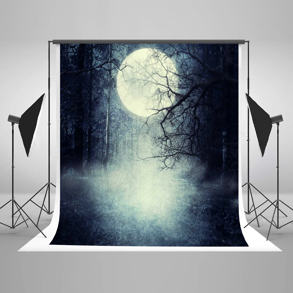 

VinylBDS Halloween Moonlight Photography Backgrounds Moon Photo Background Night Forest Achtergrond Doeken Fotografie