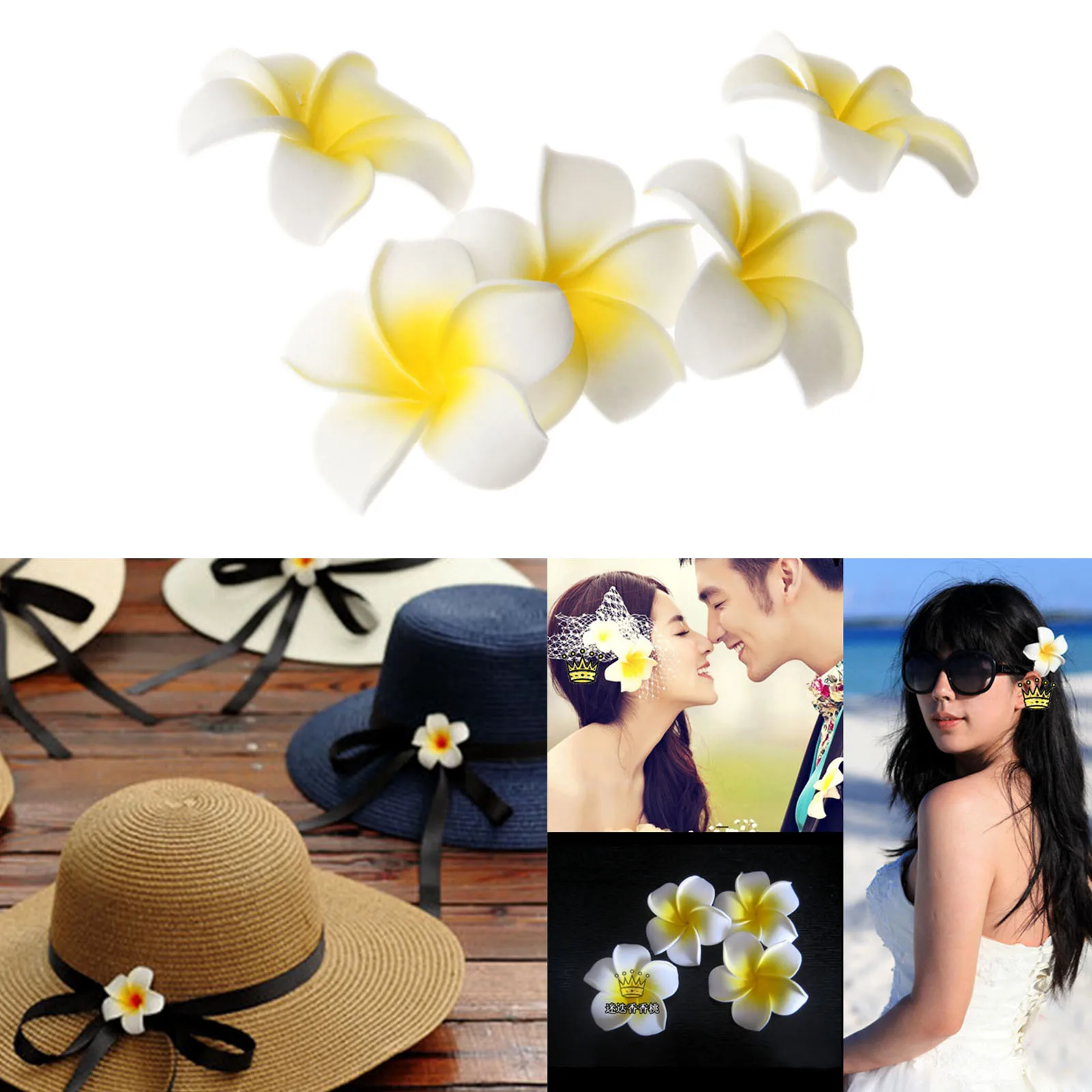 10pcs Table Decorations Plumeria Hawaiian Foam Frangipani Flower for Wedding Party Decoration Romance Dia4cm 1.57inch