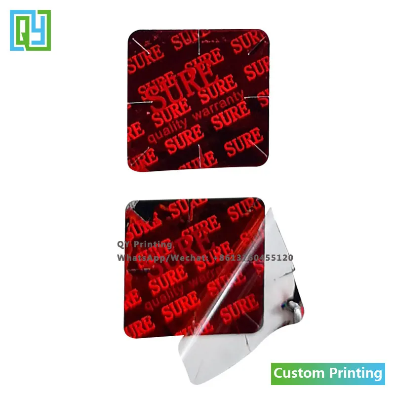 10000 Buah 16X16Mm Gratis Pengiriman Dibuat Sesuai Pesanan Garansi Kualitas 3D Stiker Hologram Merah Label Laser Bukti Perusakan Keamanan Terbuka Batal