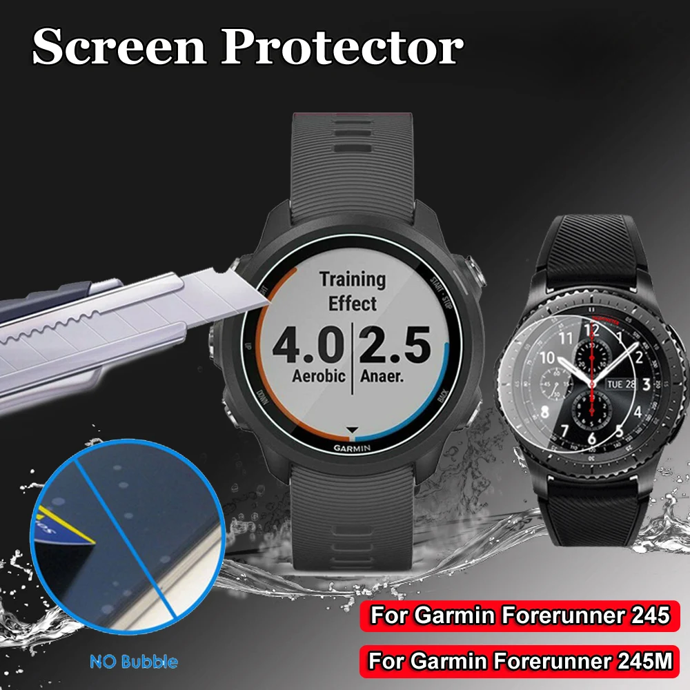 Ultra Thin Clear สมาร์ทนาฬิกาฝาครอบ2.5D ฟิล์มกระจกนิรภัยโค้งป้องกันหน้าจอสำหรับ Garmin Forerunner 245M/245 Flim