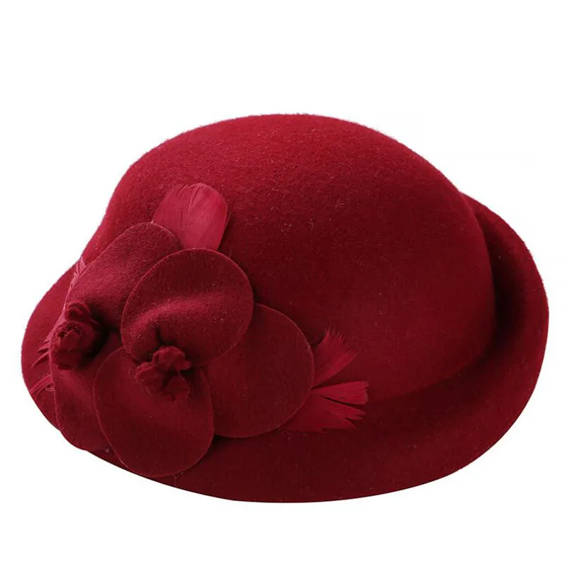 2017 Winter Beret Hat For Women\'s 100%Real wool Beret Hat Fashion Female Beanie Cap Brand Flower French Trilby Soft church Hat