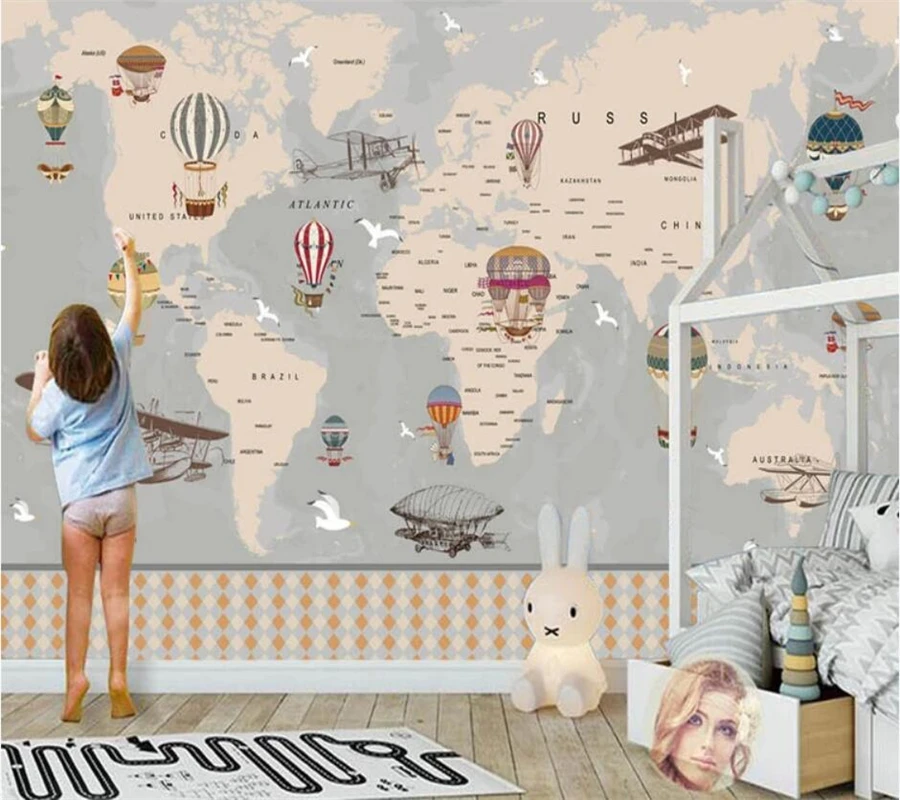 Custom wallpaper papel de parede 3d photo mural cartoon world map background wall living room bedroom children room 3d wallpaper