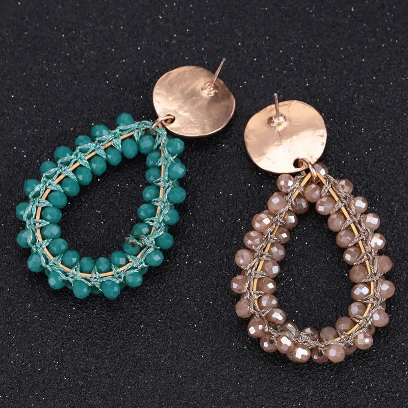 Sehuoran Aretes Drop Earrings For Women Crystal beads Dangle Earrings Statement Earrings Big Oorbellen Fashion Jewerly Brand Ear