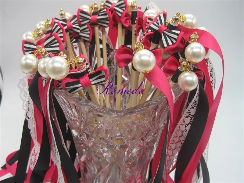 

20pcs/lot peral Wedding Ribbon Wands stick for wedding decoration