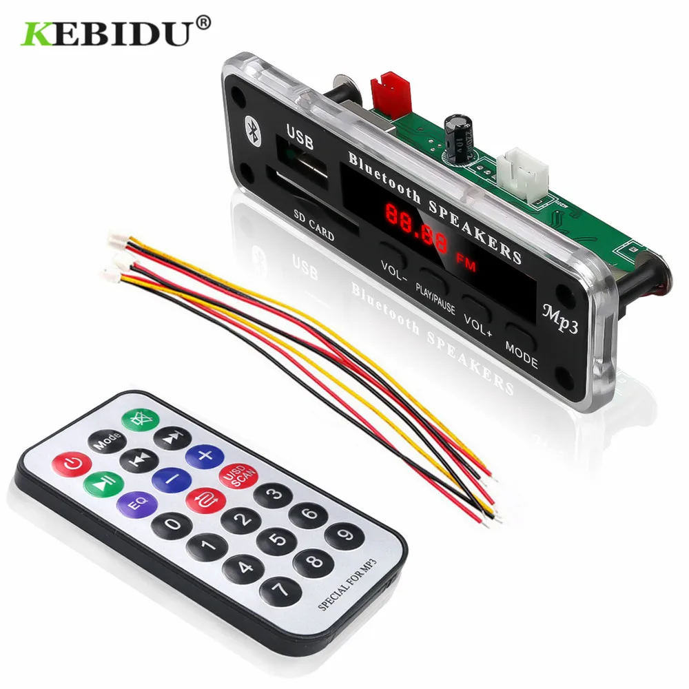 KEBIDU Wireless Bluetooth 5V 12V MP3 WMA Decoder Board Audio Module Support USB SD AUX FM Audio Radio Module For Car accessories