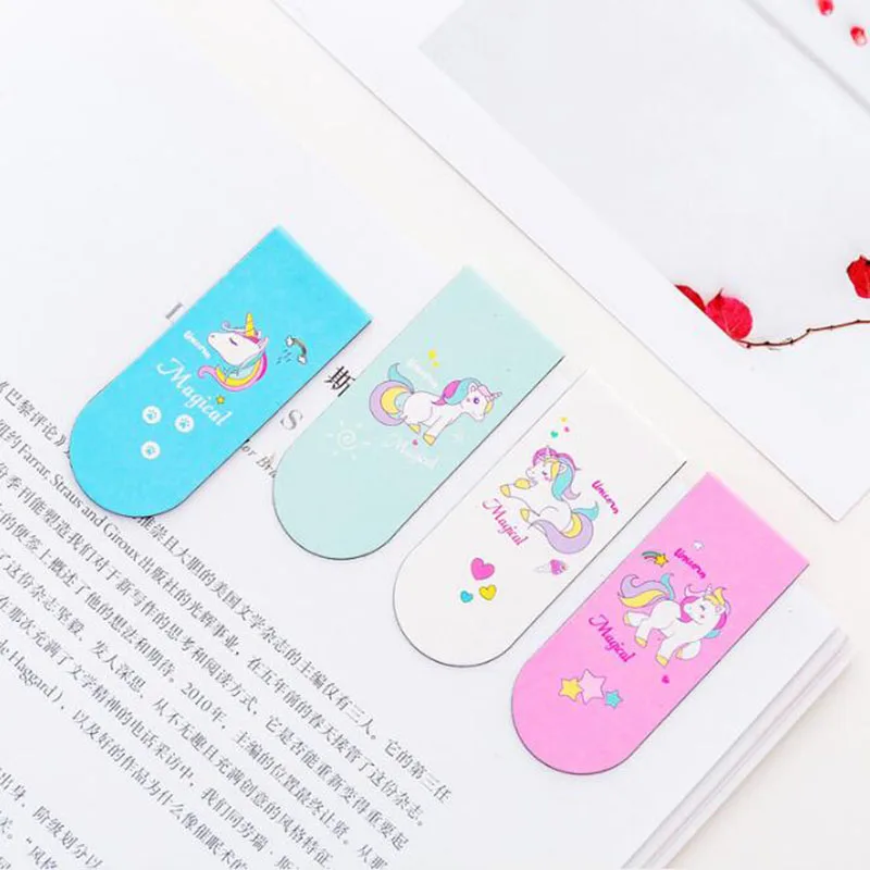 Kawaii Unicorn Magnetic Bookmark Creative Cute Exquisite Mini Book Folder Flip Student Office School Supplies Korea Stationery