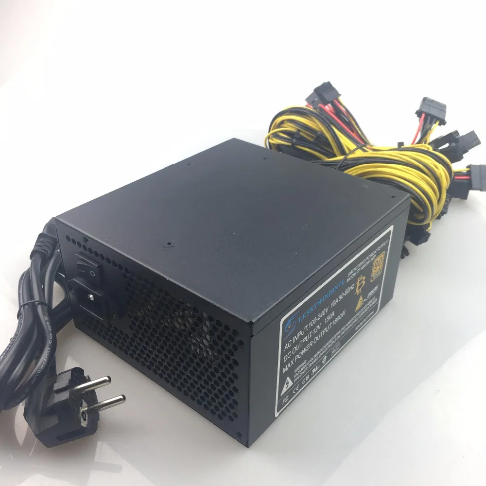 free ship 1800 psu ATX Computer Power Supply For Mining Machine Support 8 Pieces Graphics Card  Output Rated 2000W Max Bitcoin