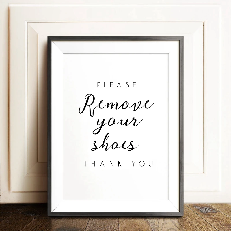 Remove Your Shoes Sign Canvas Art Print and Poster , Take Shoes Off Sign Canvas Painting Print Home Entry Way Mud Room Decor