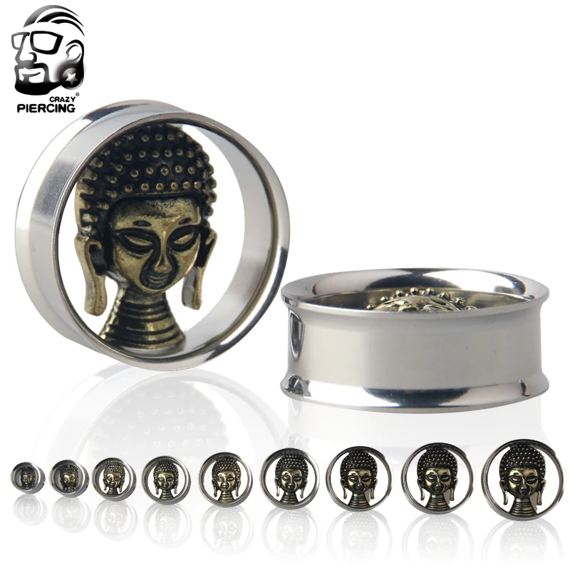 Buddah Face 316L Steel Ear Guage  Ear Plugs and Tunnels Earrings Ear Expander Ear Gauges Plugs Piercing Body Piercing Jewelry