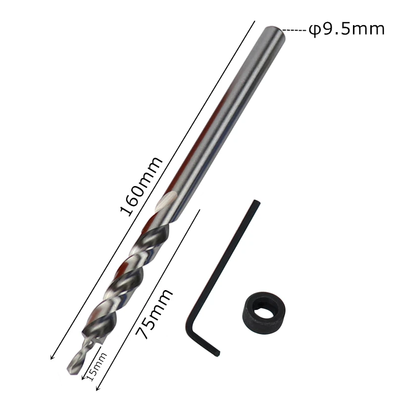 Pocket Hole Jig Set Bevel Angle Drill Guide 9.5mm Step Drill Hole Puncher With Magnet Positioning Slider Jig Carpentry Tools