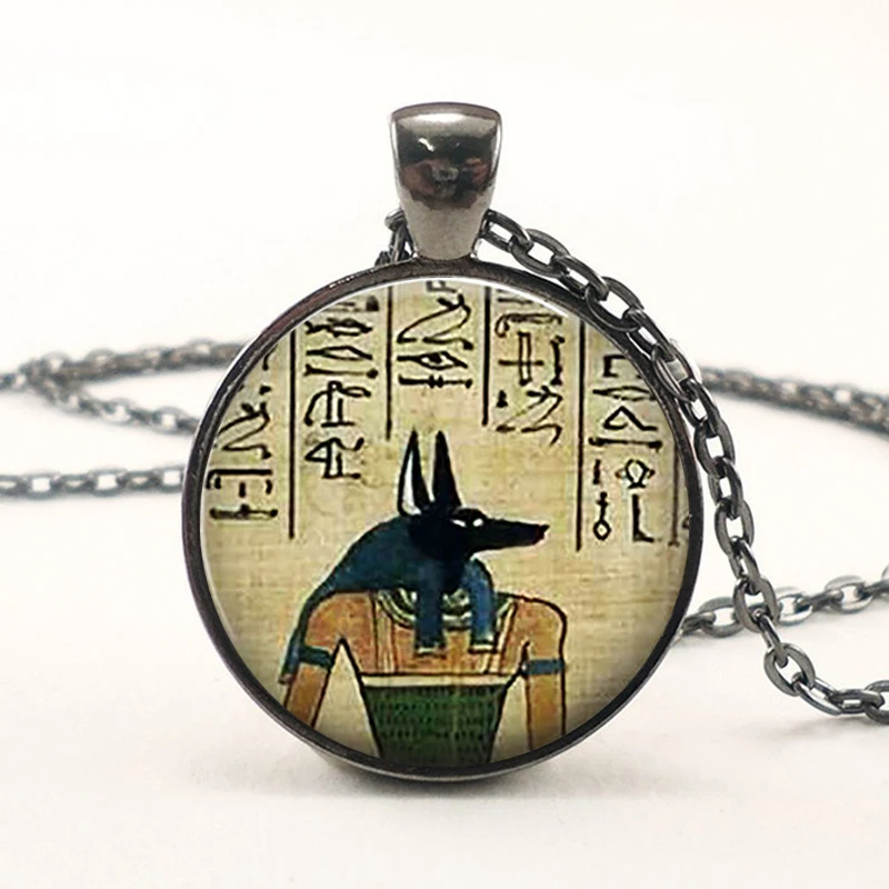 Egyptian Lord Of The Underworld Gothic Anubis Pendant Necklace Glass Fashion Man Woman Jewelry Christmas Birthday Friendship Gif