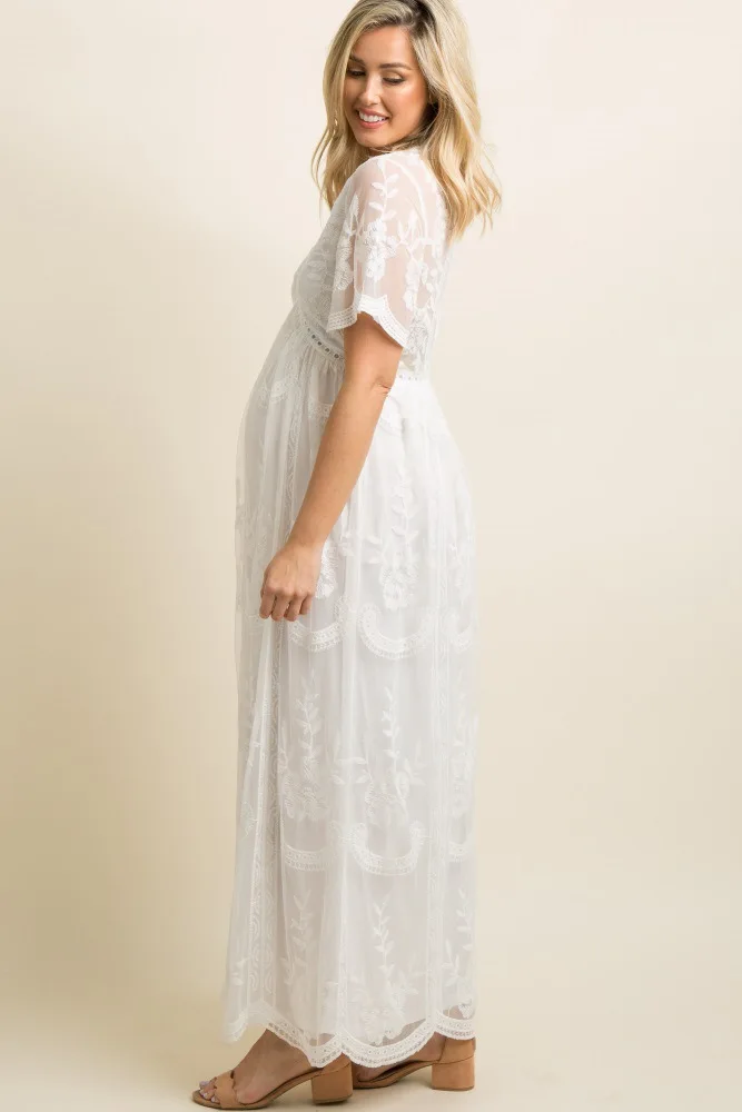 Fashion Lace Maternity Dress Photography Prop O-neck short Sleeve Wedding Party Gown Pregnant Dresses For Photo Shoot dresses