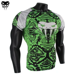 SOTF skala węża z krótkim rękawem fitness MMA koszulki bokserskie tygrys muay thai rashguard jiu jitsu król boks t shirt mma kompresja