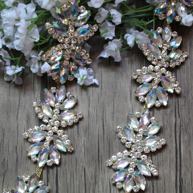 Hot Sale 1 yard Crystal Rhinestone Chain Trim With Acrylic Stone Rhinestone Trimming For Wedding Bridal Applique TONG91801