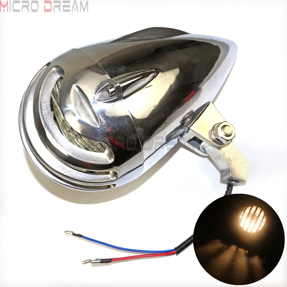 E-mark Custom Motorcycle 4.5'' Polished Headlight 55/60w Prison Rodder Grill Bar For Harley Dyna FatBob Chopper Bobber Head Lamp