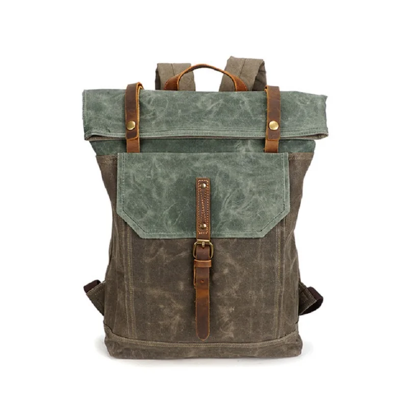 M230 Vintage Oil Wax Canvas Backpack Men Waterproof Travel Shoulder Bag 2019 High Quality Fashion Student Laptop Male Backpack