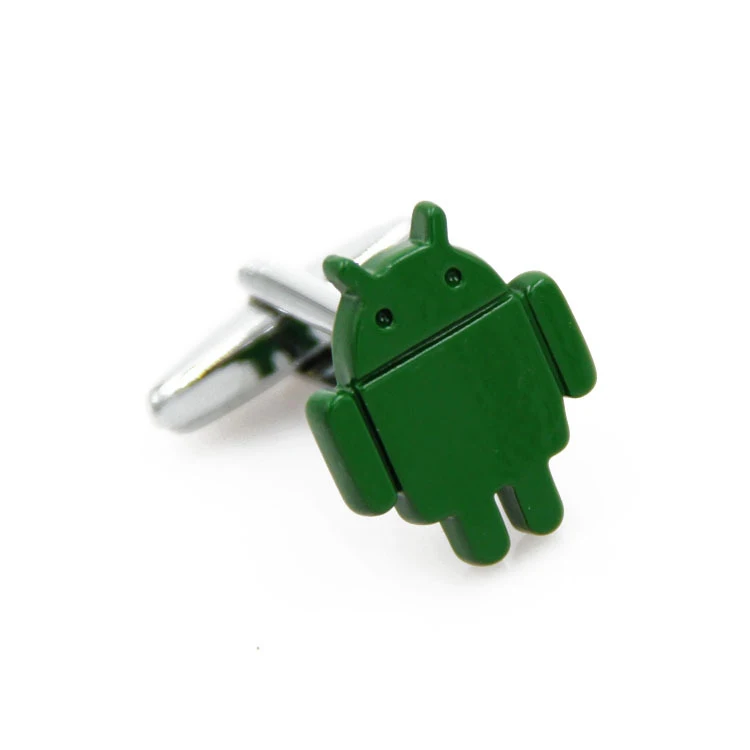 iGame New Arrival Men\'s Novelty Cufflinks Android Robot Design Green Painting Brass Cuff Links Wholesale & Retail
