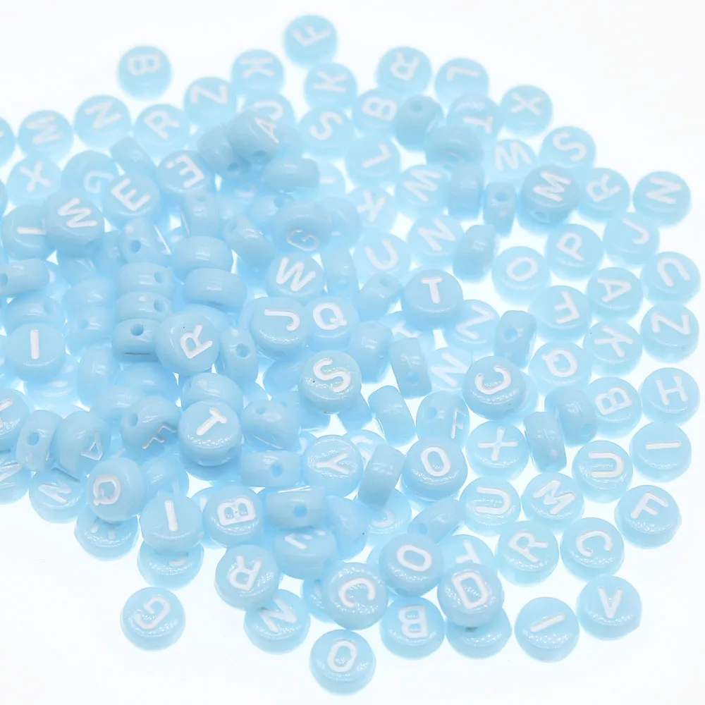 CHONGAI 300Pcs Round Colored white letters Acrylic Letter Beads For Jewelry Making DIY Beads Accessories