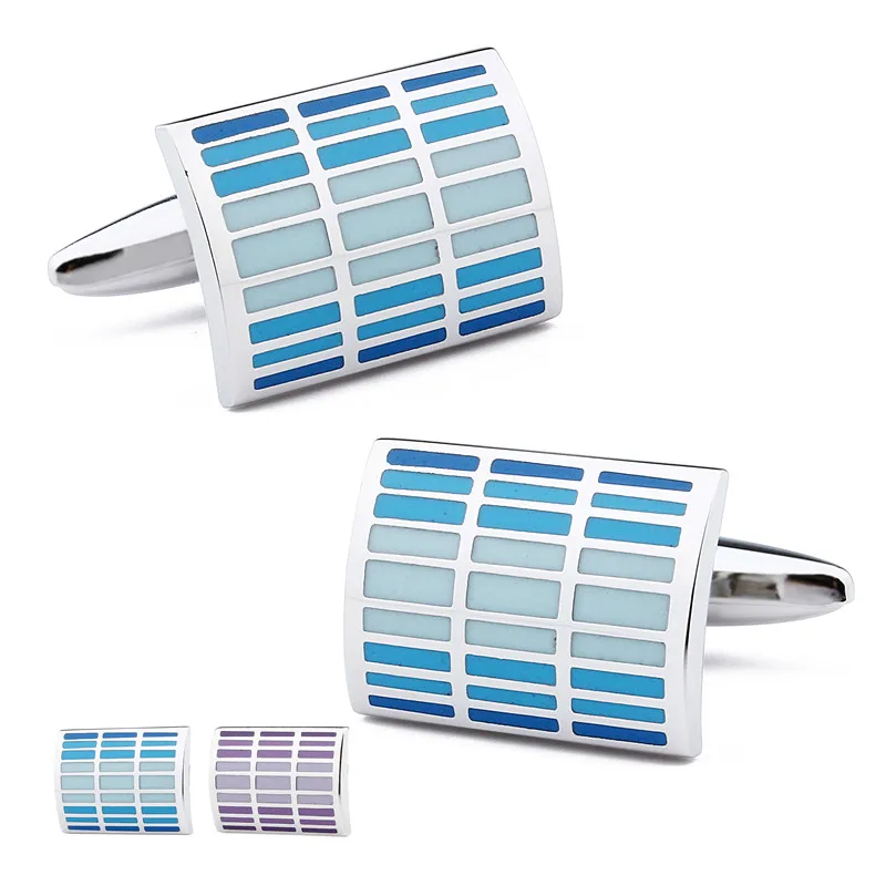 2 Colors Blue Purple Enamel Cufflinks For Men French Shirts Cuff Fashion Accessories Jewelry Wedding Gift