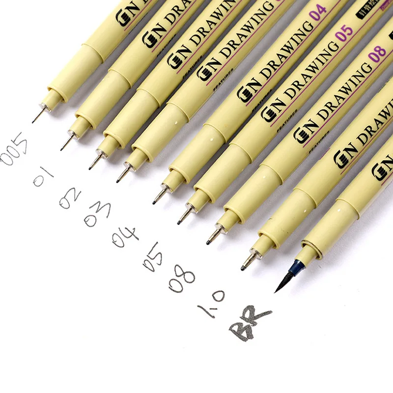 

9pcs/set Needle Drawing Pen Pigment Liner Ink Marker Pen Fine liner Sketching Brush Pen For Drawing and Design Suppliers