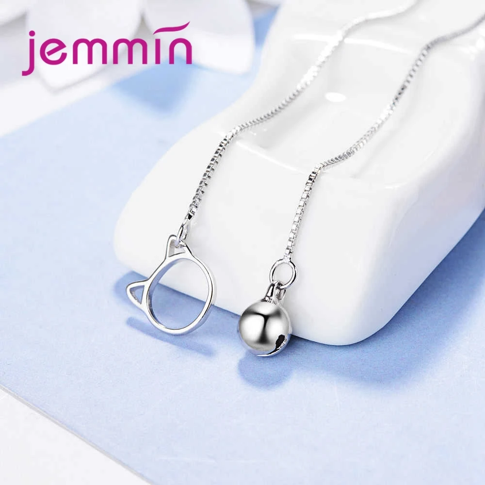 Cute Sweet Cat Bell Chain Earrings 925 Sterling Silver  Prevent Allergy Exquisite Symbol of Individuality Hot Sale Gift