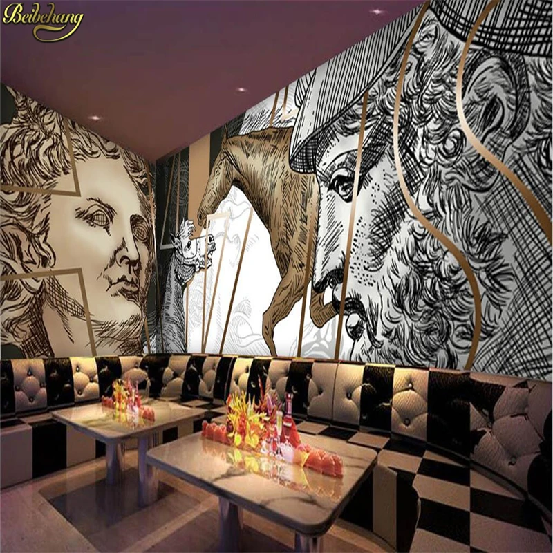 

beibehang papel de parede 3D Custom photo wallpaper concave-convex European American hand-painted statue bar KTV backdrop