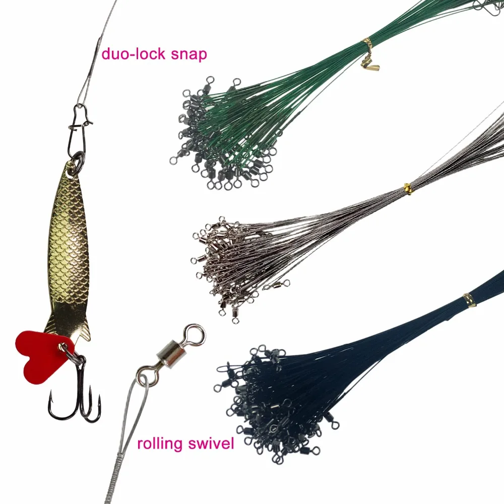 17lb-35lb Fishing Line Steel Wire Leader With Swivels Snap Fishing Accessories Anti-bait Carp Fishing Wire Rig Leadcore Leash
