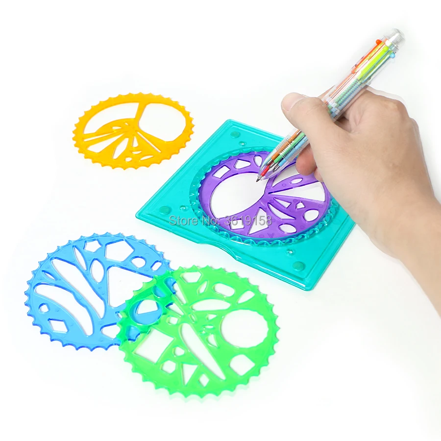 Juego de espiral de 27 piezas, accesorios para colorear, diseños de engranajes y rueda entrelazados con bolígrafo de colores, rompecabezas DIY, juguete para niños y adultos