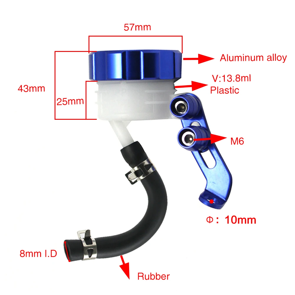 ZSDTRP Motorcycle Brake Fluid Reservoir Clutch Cylinder Tank Oil Fluid Cup with Pipe For YZF250 Z650 CBR600 CBR1000RR
