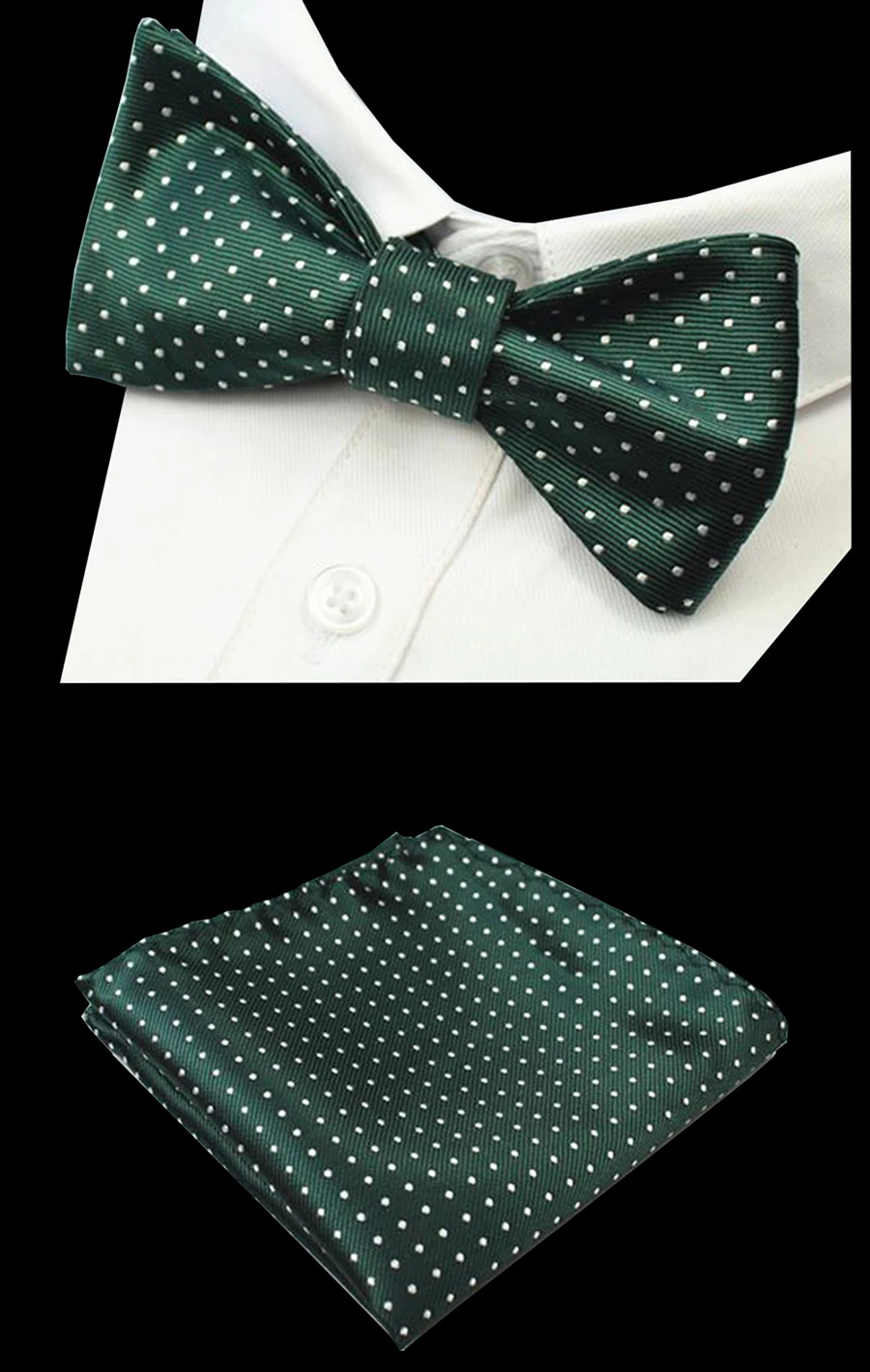 

RBOCOTT Mens Self Dot Bow Tie Set Green Silk Jacquard Woven Bowtie Set Wedding Bowties And Pocket Square Birthday Party