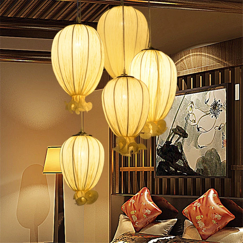 Chinese Fabric Lantern Pendant Lights Balloon Shade China Living Room Bedroom Romantic Hanging Lamps Garden Art Bar Lighting