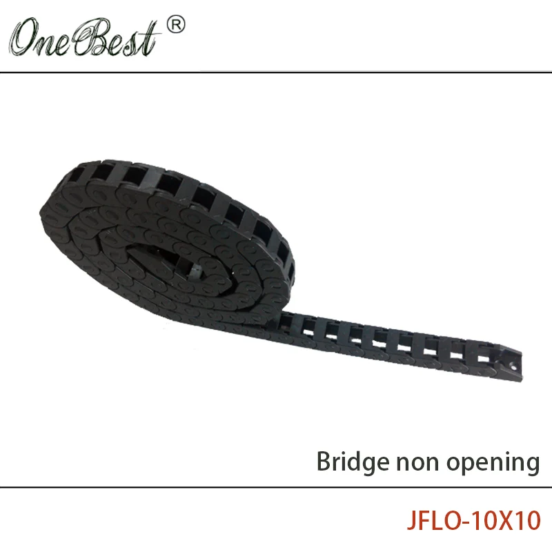 JFLO 1Meter 10x10mm Transmission Parts Wire Carrier Cable Holder Drag Chain Towline Bridge Tank Non Opening With End Connectors