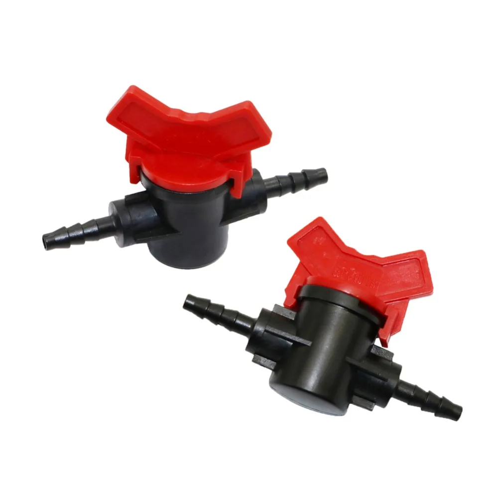 Barbed 4/7mm Hose Valve Water Flow Control Switch Garden Water Connectors Watering Irrigation Greenhouse System Supplies 2 Pcs