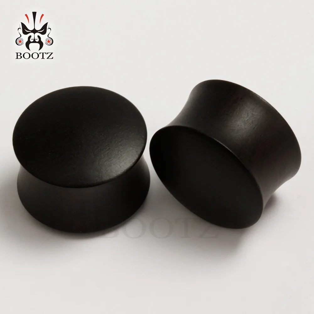 KUBOOZ 2PCS Wood Ear Plugs Gauges Ebony Tunnels Piercing Body Jewelry Expa nders Fashion Earrings Gift Unisex 8mm to 25mm