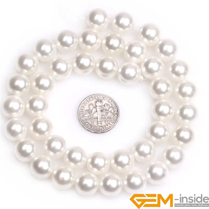 10mm Round Pearl Shell Beads Readl Shell Pearl Beads For Women Necklace Or Bracelet Making Strand 15\